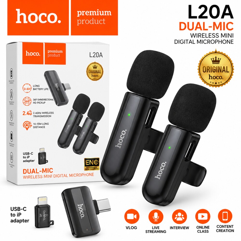 2 mic hoco L20  typec+iphone