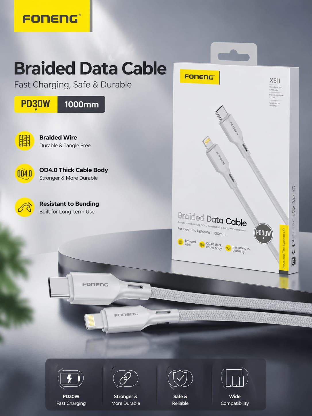 cable foneneg typec-iphone 30w xs11