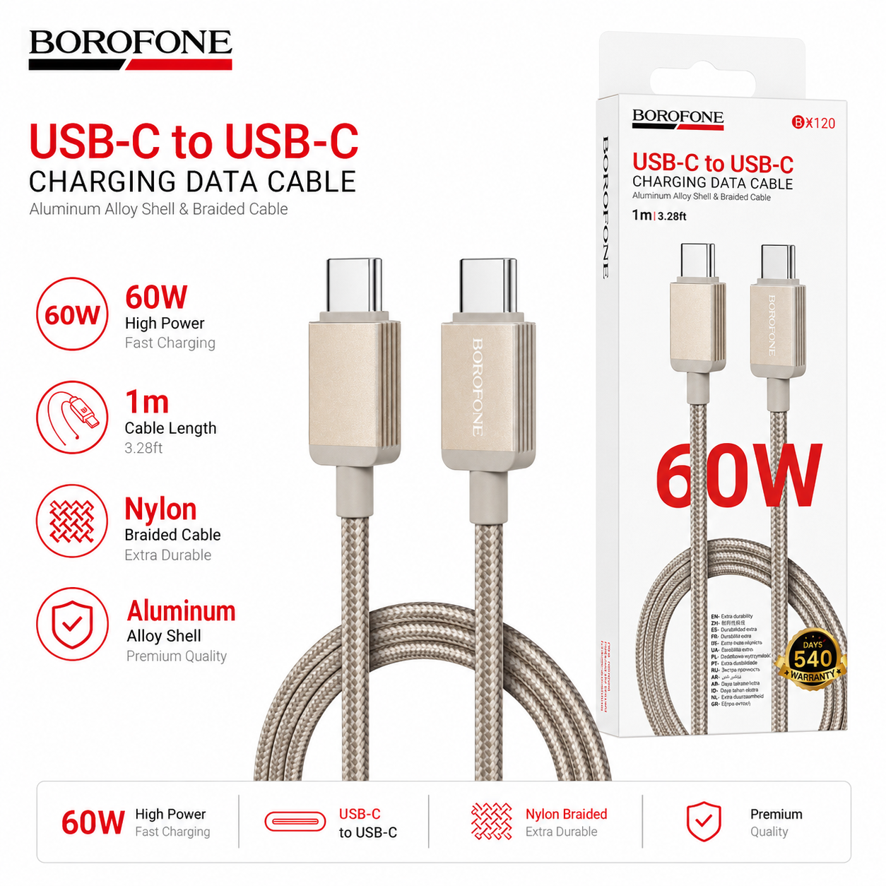 cable 60w typec typec bx120 Aluminum